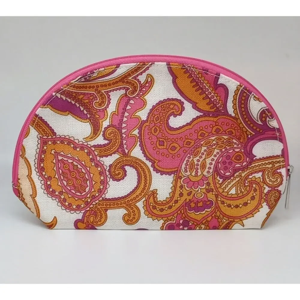 Clinique Pink‎ And Pruple Boho Print Cosmetic Bag NWOT
